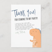Niedliche Dinosaur Handwriting Boy Geburtstagspart Dankeskarte (Vorderseite)