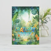 Niedliche Dinosaur Kinderdusche Einladung (Stehend Vorderseite)