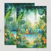 Niedliche Dinosaur Kinderdusche Einladung (Vorne/Hinten)