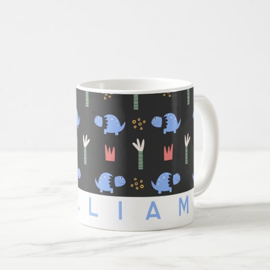 Niedliche Dinosaur-Muster-Tasse | Personalisierter Kaffeetasse (VorderseiteRechts)