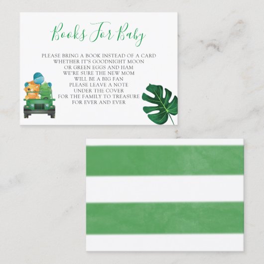 Niedliche Dinosaur-Safari-Jungle-Bücher für Kinder Visitenkarte (Vorne/Hinten)