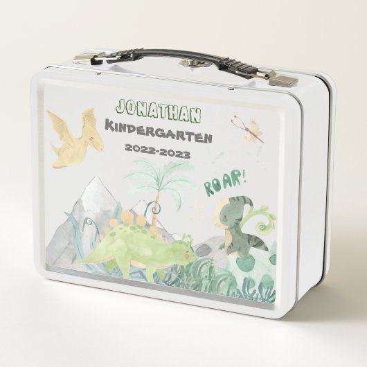 Niedliche Dinosaur School Metal Lunch Box (Rückseite)