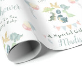 Niedliche Dinosaur Watercolor Kinderdusche Persona Geschenkpapier (Rolleneckpunkt)