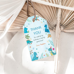 Niedliche Dinosaurier 1. Geburtstag Party Geschenk Geschenkanhänger