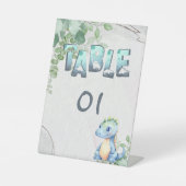 Niedliche Dinosaurier 1. Geburtstag Tischnummern U Sockelschild (Vorderseite)