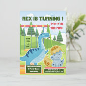 Niedliche Dinosaurier 1. Geburtstagsparty Einladung (Stehend Vorderseite)