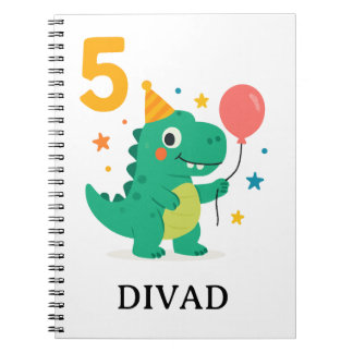 Niedliche Dinosaurier 5. Geburtstagsparty Notizblock