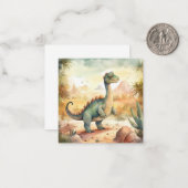 Niedliche Dinosaurier-Aquarellfarben-Illustrations Mitteilungskarte (Vorderseite/Rückseite Beispiel)
