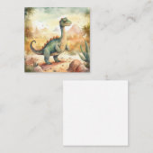 Niedliche Dinosaurier-Aquarellfarben-Illustrations Mitteilungskarte (Vorne/Hinten)
