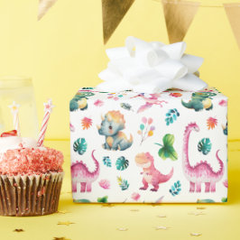 Niedliche Dinosaurier-Aquarellfarben Prähistorisch Geschenkpapier