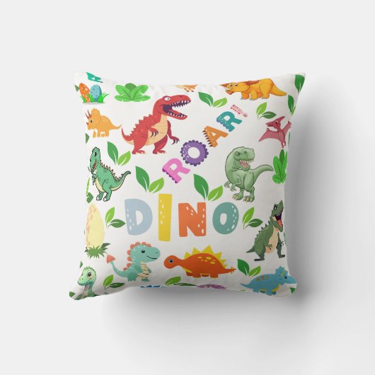 Niedliche Dinosaurier-Arten nahtlos Kissen (Rückseite)