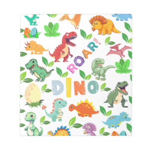 Niedliche Dinosaurier-Arten nahtlos Notizblock