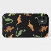 Niedliche Dinosaurier auf schwarzem Hintergrund Case-Mate iPhone Hülle (Rückseite (Horizontal))