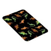 Niedliche Dinosaurier auf schwarzem Hintergrund Magnet (Rechte Seite)