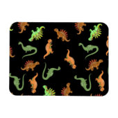 Niedliche Dinosaurier auf schwarzem Hintergrund Magnet (Horizontal)