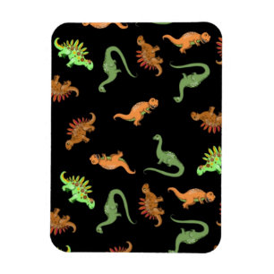 Niedliche Dinosaurier auf schwarzem Hintergrund Magnet