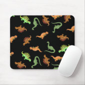 Niedliche Dinosaurier auf schwarzem Hintergrund Mousepad (Mit Mouse)