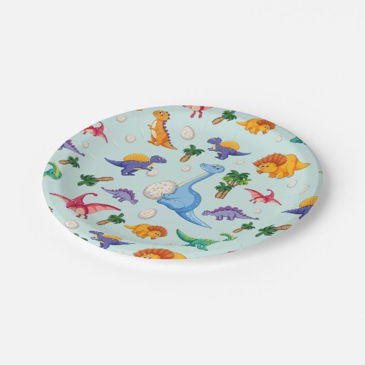 Niedliche Dinosaurier Babies | Baby Pappteller (Schrägansicht)