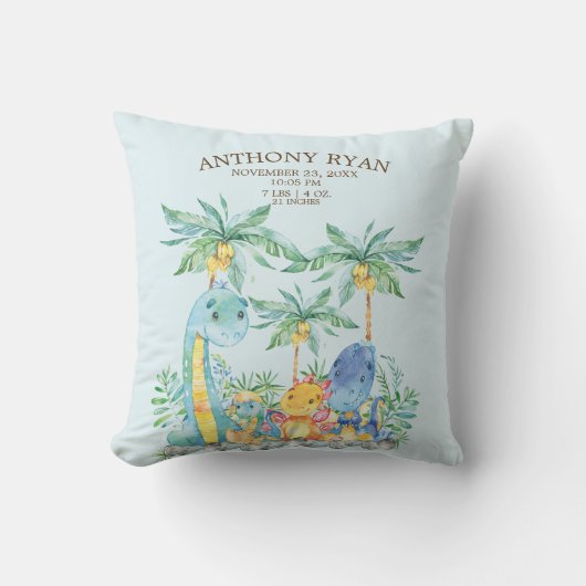 Niedliche Dinosaurier Baby Boys Birth Stats Pillow Kissen (Vorderseite)