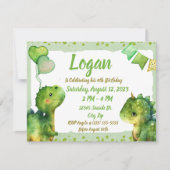 Niedliche Dinosaurier Baby Dino Herzblasen Geburts Einladung (Vorderseite)