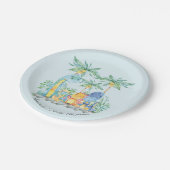 Niedliche Dinosaurier Babydusche 7 Zoll Pappteller (Schrägansicht)