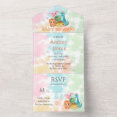 Niedliche Dinosaurier Babydusche All In One Einladung (Innen Boden)