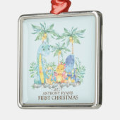 Niedliche Dinosaurier Baby's First Christmas Ornam Silbernes Ornament (Links)