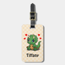 Niedliche Dinosaurier-Bag-Tag - Name hinzufügen