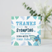 Niedliche Dinosaurier Blau und Grün Einladung (Stehend Vorderseite)