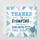 Niedliche Dinosaurier Blau und Grün Einladung (Vorderseite)