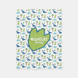 Niedliche Dinosaurier Blues und Grüntöne Fleecedecke