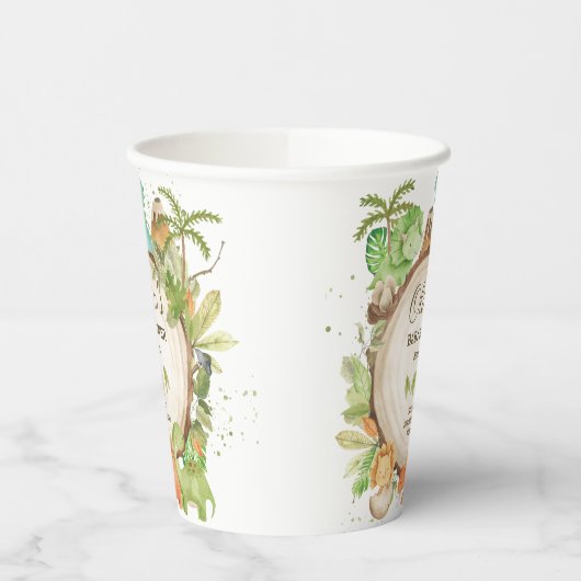 Niedliche Dinosaurier Boy Baby Dusche Grüne Leafy Pappbecher (Links)