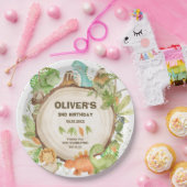 Niedliche Dinosaurier Boy Birthday Grüne Foliage Pappteller (Party)