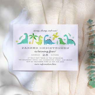 Niedliche Dinosaurier Boys Geburtstagsparty Einladung