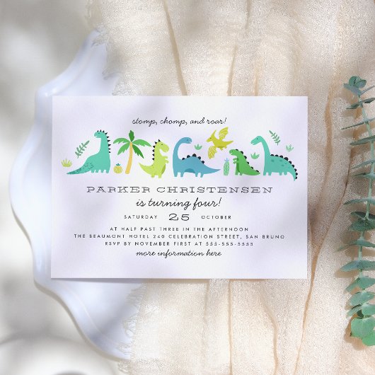 Niedliche Dinosaurier Boys Geburtstagsparty Einladung