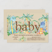 Niedliche Dinosaurier Boys Kinderdusche Einladung (Vorne/Hinten)