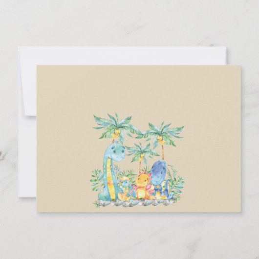 Niedliche Dinosaurier Boys Kinderdusche Einladung (Rückseite)