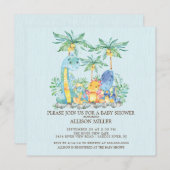 Niedliche Dinosaurier Boys Kinderdusche Einladung (Vorne/Hinten)