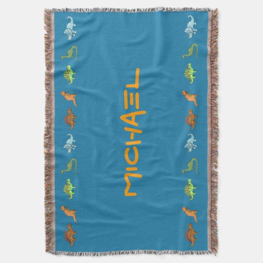 Niedliche Dinosaurier Boys Throw Blanket Decke (Vorderseite Vertikal)