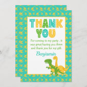 Niedliche Dinosaurier Boys zum Geburtstag Dankeskarte (Vorne/Hinten)