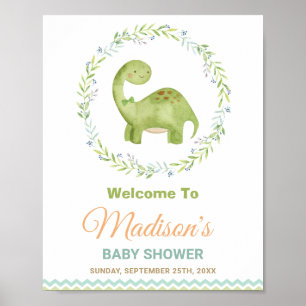 Niedliche Dinosaurier Brontosaurus Kinderdusche Wi Poster