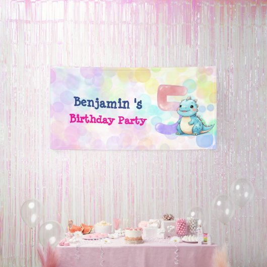 Niedliche Dinosaurier Brüderjunge 5. Geburtstagspa Banner (Party)