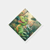 Niedliche Dinosaurier brüllen Boy Birthday Party Serviette (Ecke)