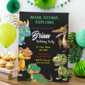 Niedliche Dinosaurier brüllen Junge Geburtstagsein Einladung