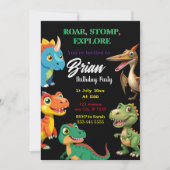 Niedliche Dinosaurier brüllen Junge Geburtstagsein Einladung (Vorderseite)