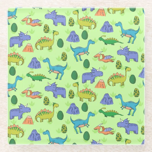 Niedliche Dinosaurier, Cartoon Style. Glasuntersetzer (Vorderseite)