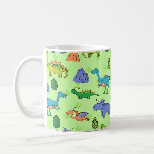 Niedliche Dinosaurier, Cartoon Style. Kaffeetasse (Links)