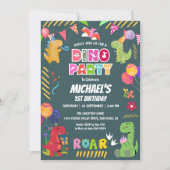 Niedliche Dinosaurier Dino 1. Geburtstag Party Einladung (Vorderseite)