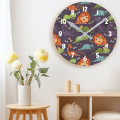 Niedliche Dinosaurier Dino Boys Zimmerdekor Muster Runde Wanduhr