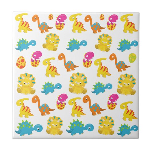 Niedliche Dinosaurier, Dinosaurier-Muster, Baby-Di Fliese (Vorderseite)